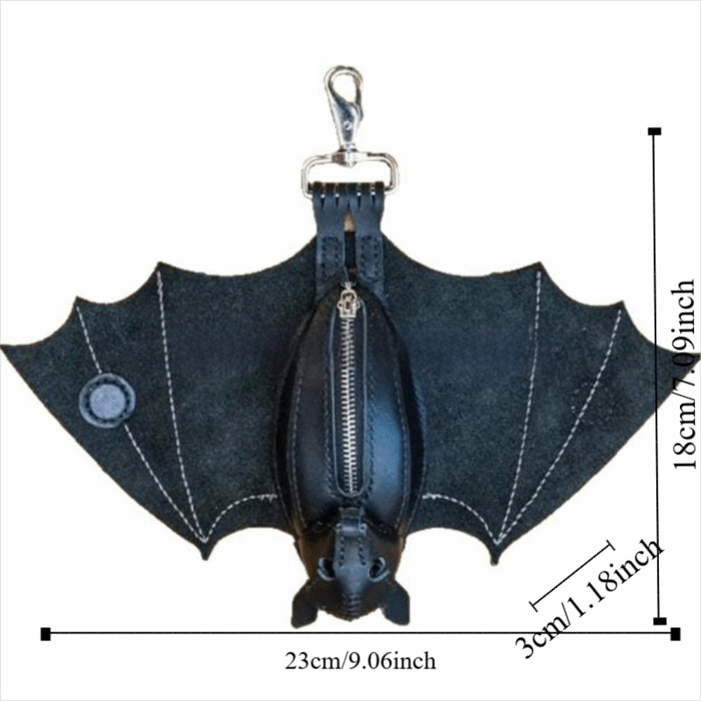 Handmade Bat Wallet Keychain Genuine Leather Coin Purse