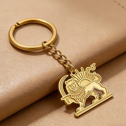persian lion sun keychain stainless steel iran flag keyring
