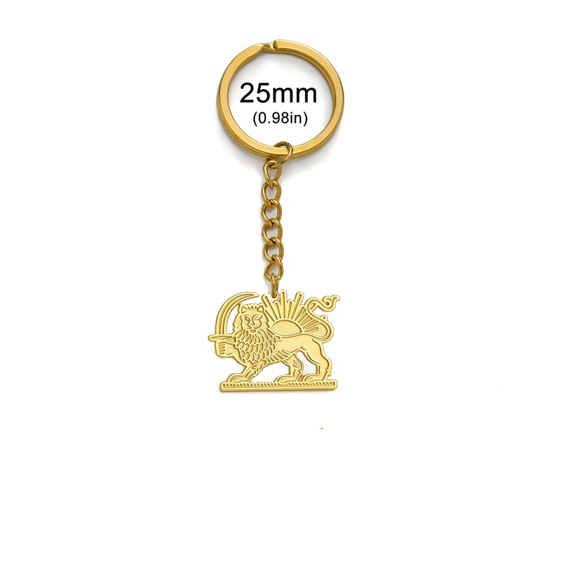 Persian Lion Sun Keychain Stainless Steel Iran Flag Keyring 7