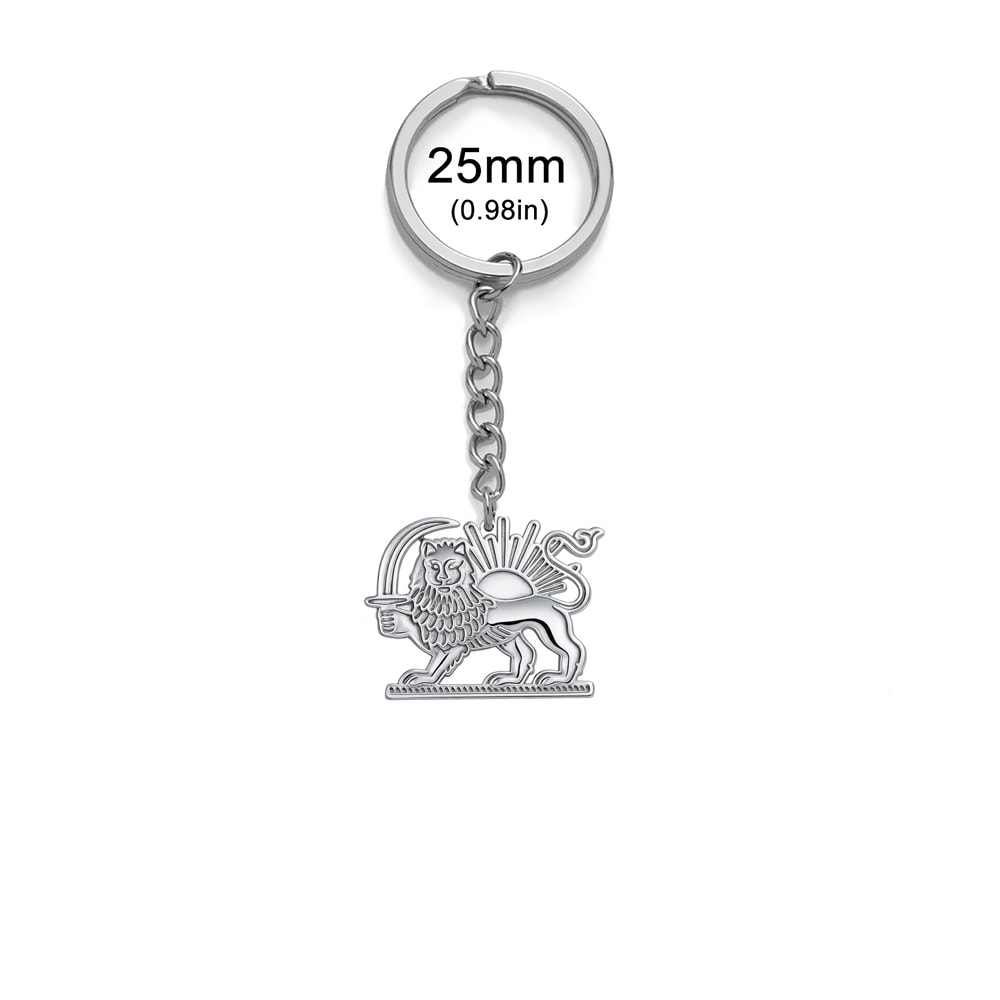 Persian Lion Sun Keychain Stainless Steel Iran Flag Keyring 6