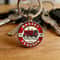 Vintage Tractor Keychain Red Cream Metal Keyring For Farmers 0