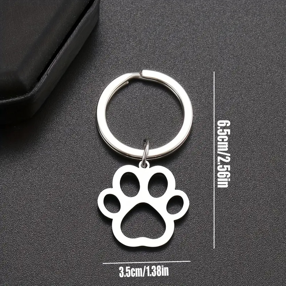 Silver Stainless Steel Dog Paw Keychain For Car Keys And Pet Lover Gifts 2