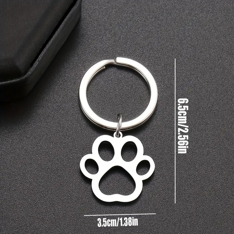 Silver Stainless Steel Dog Paw Keychain For Car Keys And Pet Lover Gifts 2
