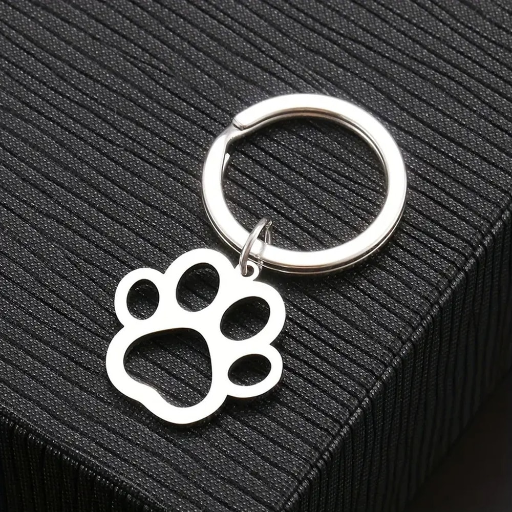 Silver Stainless Steel Dog Paw Keychain For Car Keys And Pet Lover Gifts 3