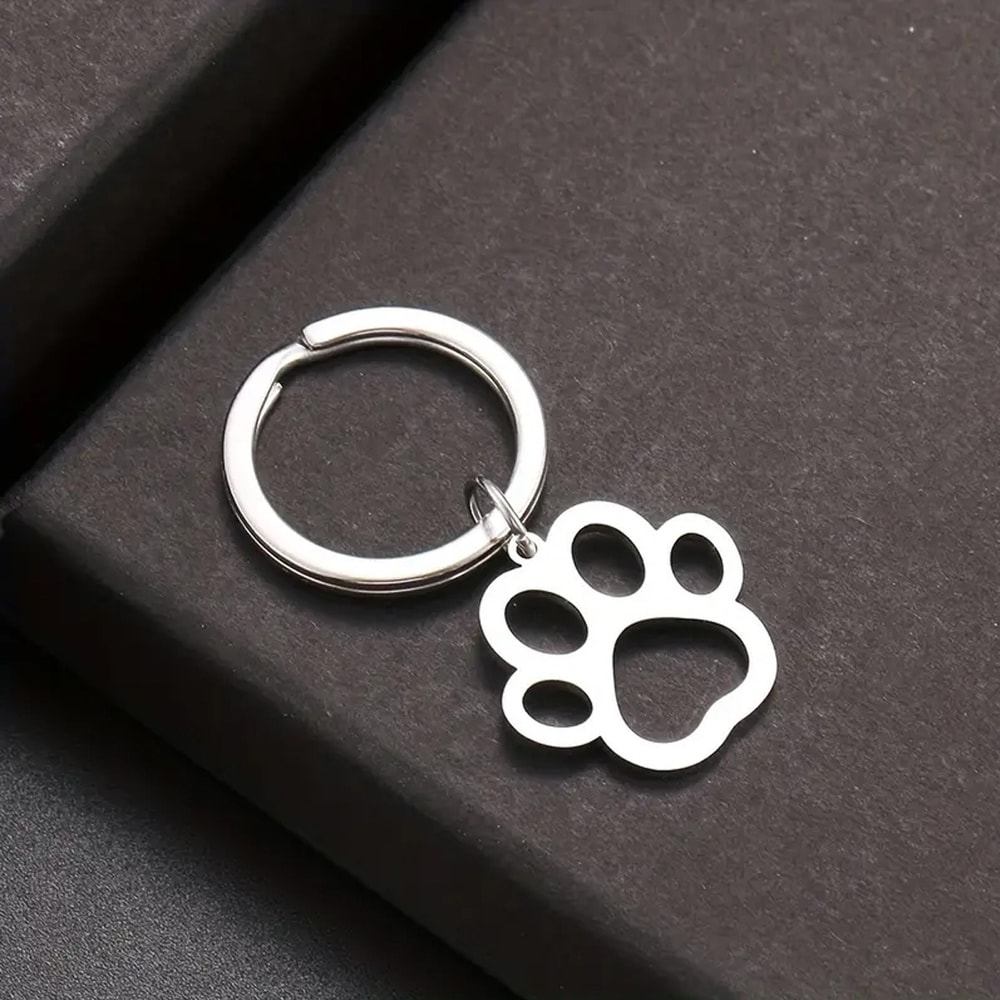 Silver Stainless Steel Dog Paw Keychain For Car Keys And Pet Lover Gifts 4