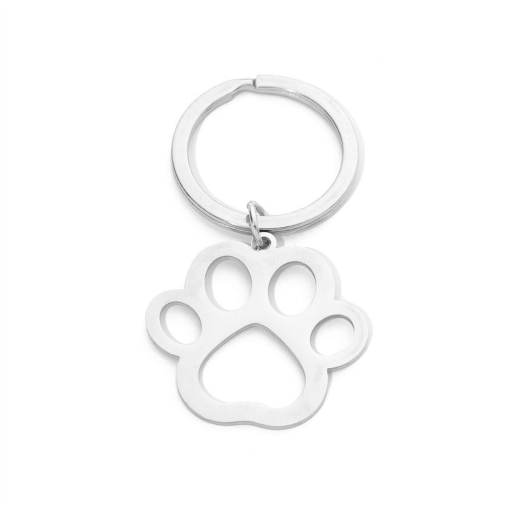 Silver Stainless Steel Dog Paw Keychain For Car Keys And Pet Lover Gifts 5