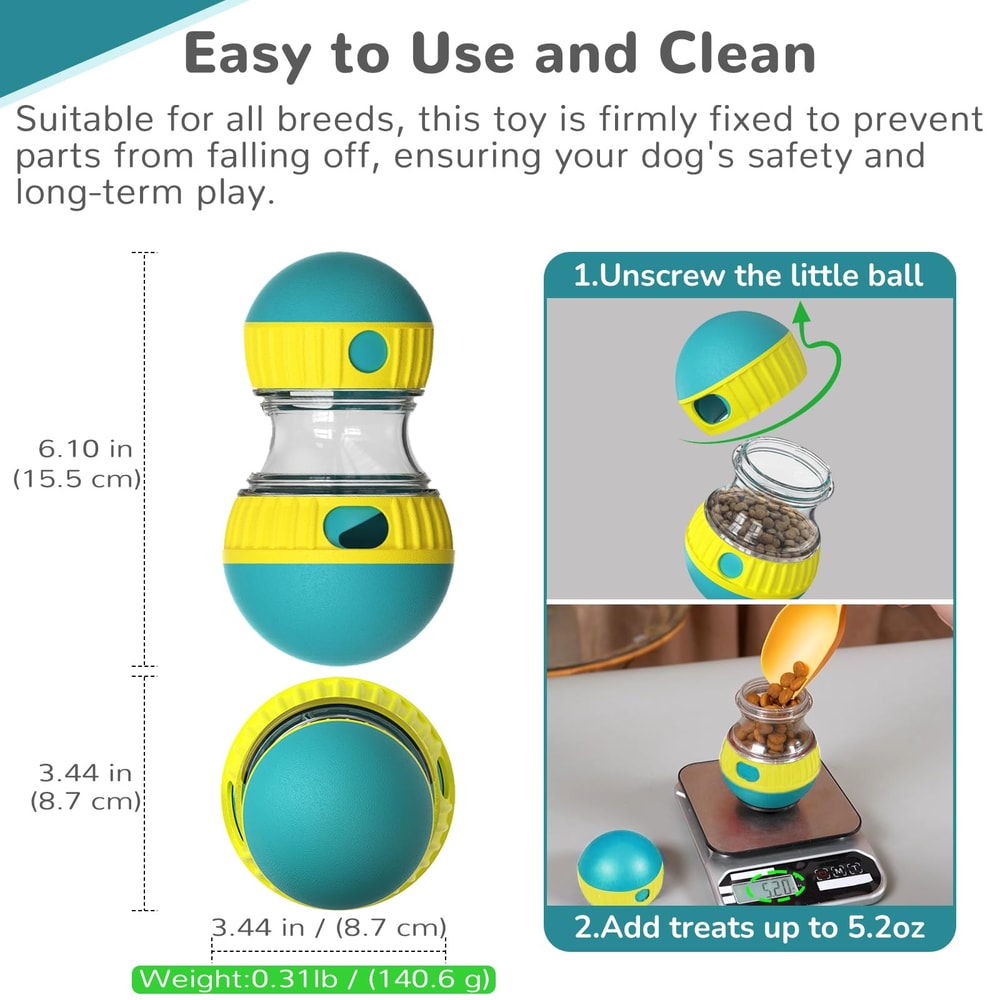 Adjustable Slow Feeder Ball and Dog Puzzle Toy for Treats