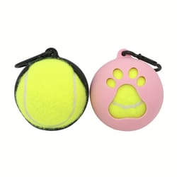 tennis ball holder with carabiner for hands free dog walks and training