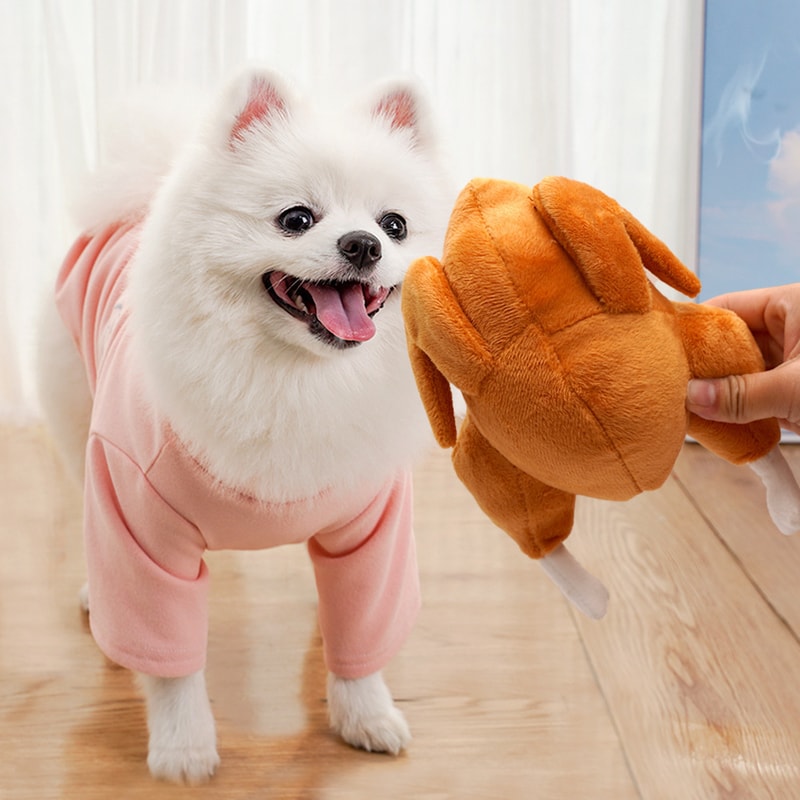 Roast Chicken Squeaky Dog Toy Plush Crinkle Chew Toy for Dogs and Cats