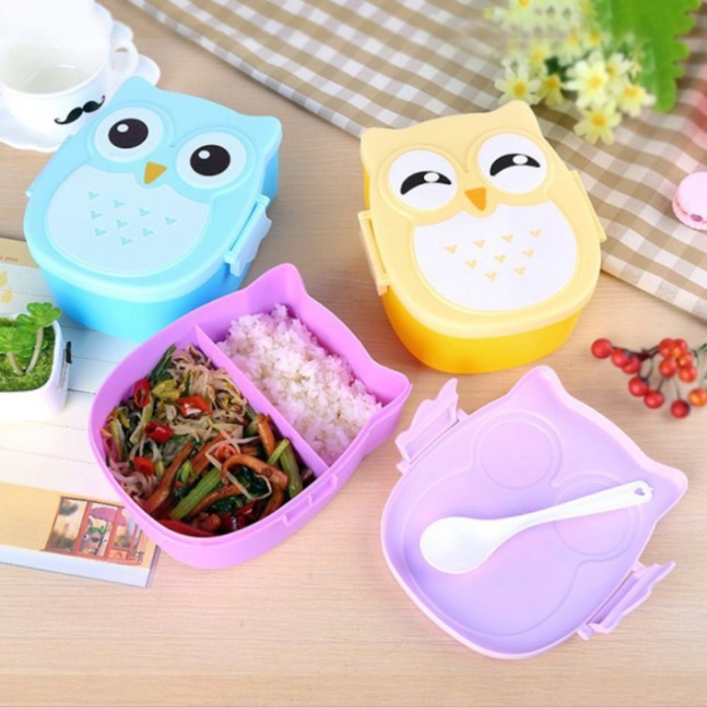 Cute Owl Kids Lunch Box Microwave Safe Portable Bento Food Container 1