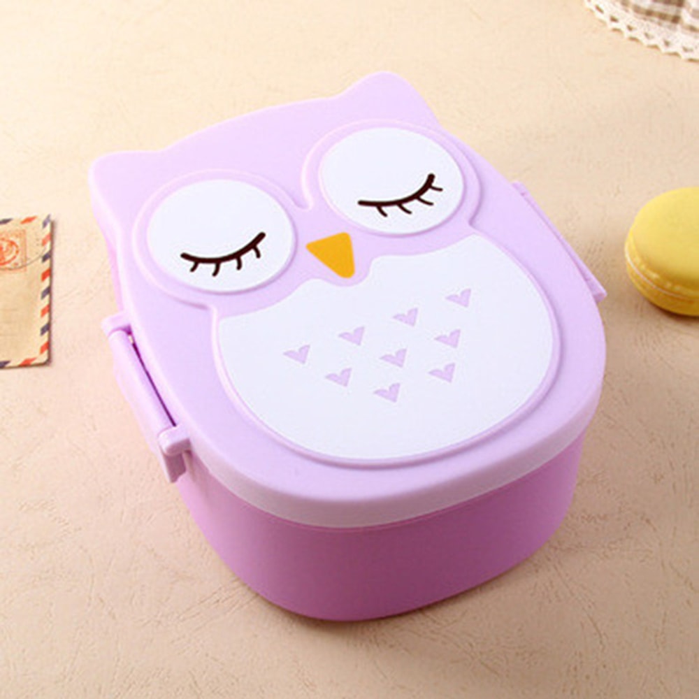 Cute Owl Kids Lunch Box Microwave Safe Portable Bento Food Container 7