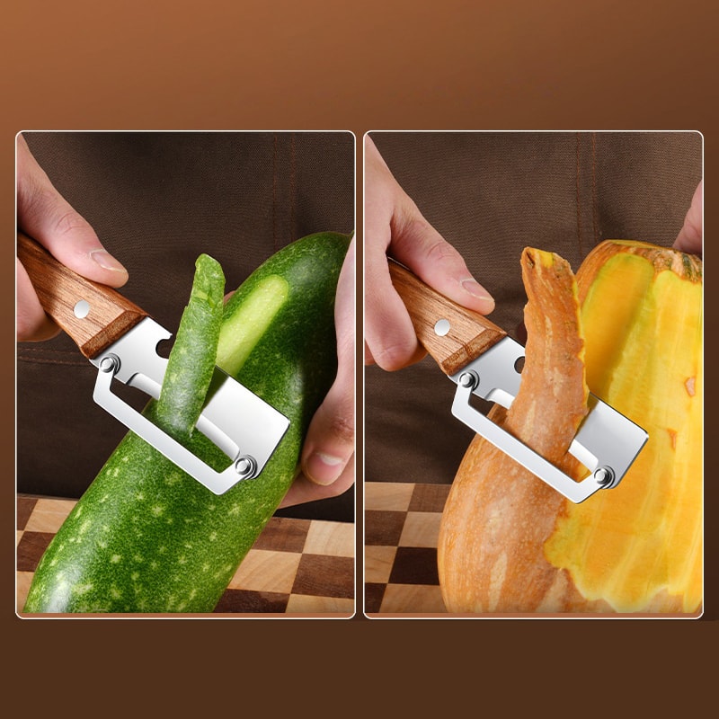 Stainless Steel Vegetable Peeler With Wooden Handle For Fruits And Veggies 1