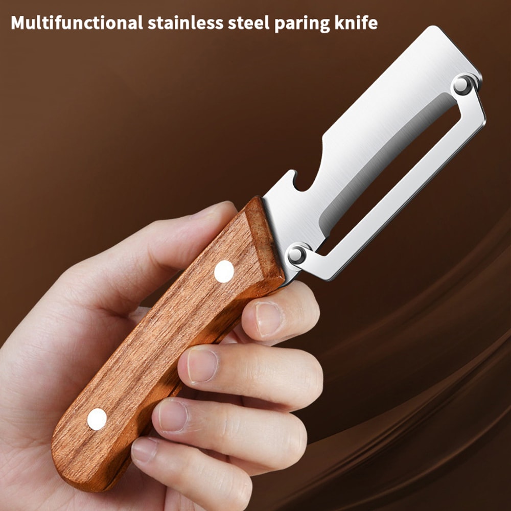 Stainless Steel Vegetable Peeler With Wooden Handle For Fruits And Veggies 2