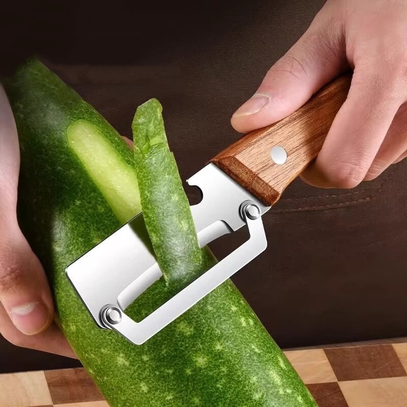 Stainless Steel Vegetable Peeler With Wooden Handle For Fruits And Veggies 3