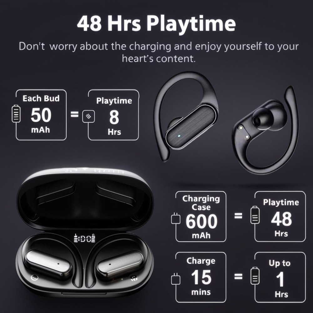 Wireless Bluetooth Earbuds HD Stereo Earphones with Touch Control & Sweat Resistant Fit