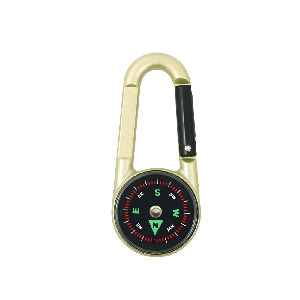 Mini Survival Carabiner Compass Keychain with Thermometer