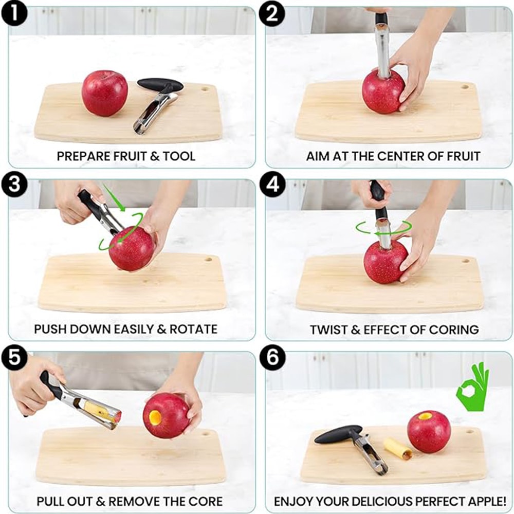 Premium Stainless Steel Apple Corer Fruit Cutter Sharp Durable 3