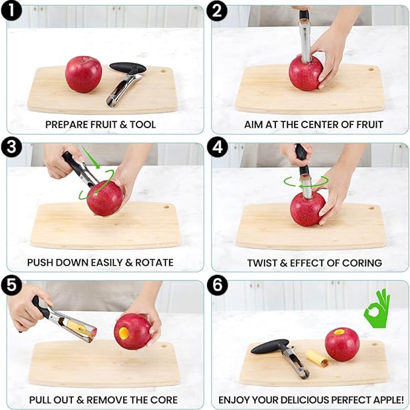 Premium Stainless Steel Apple Corer Fruit Cutter Sharp Durable 3