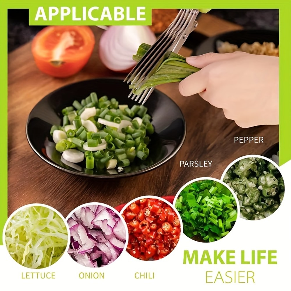 Premium Multi Layer Stainless Steel Kitchen Scissors Herb & Veggie Shredder Shears