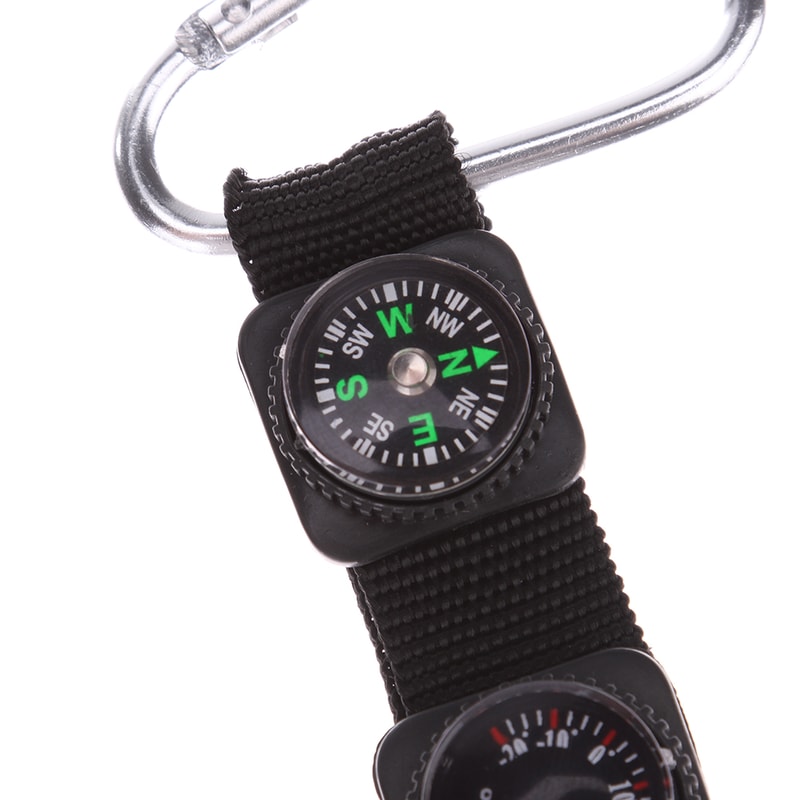 Mini Survival Compass Thermometer Hiking Camping Essential 2
