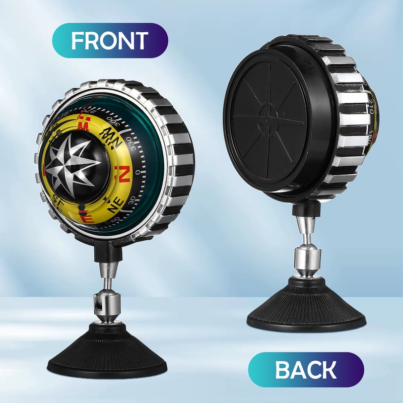Compact Car & Boat Dashboard Compass with Suction Mount