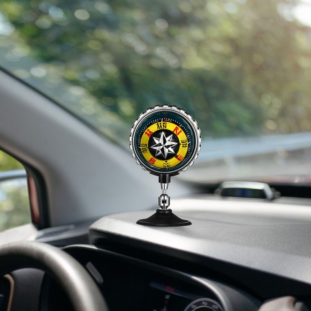 Compact Car & Boat Dashboard Compass with Suction Mount
