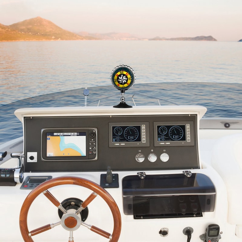 Compact Car & Boat Dashboard Compass with Suction Mount