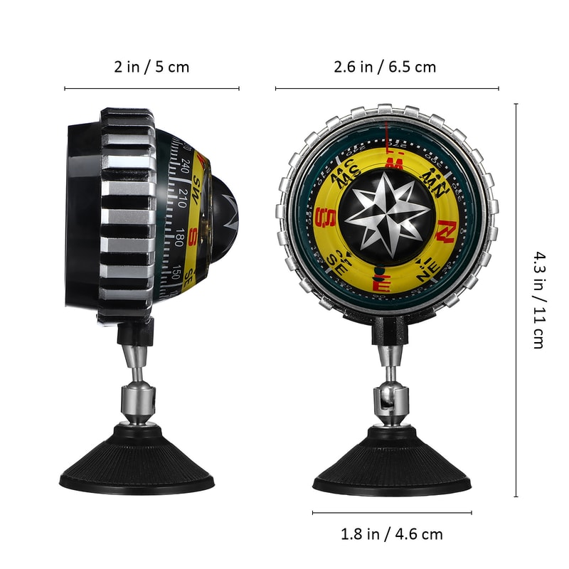 Compact Car & Boat Dashboard Compass with Suction Mount