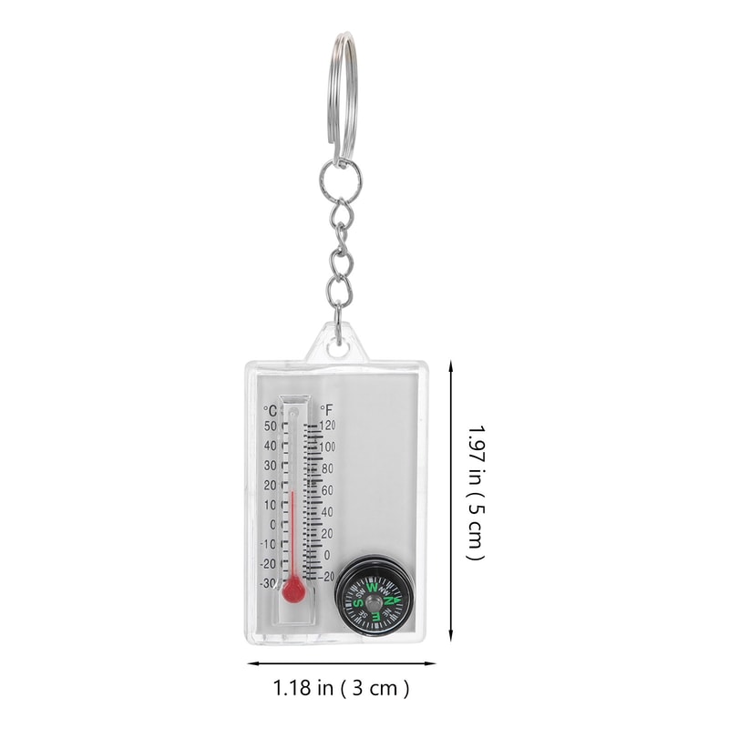 Mini Survival Compass Keychain With Thermometer Outdoor Hiking Tool 3