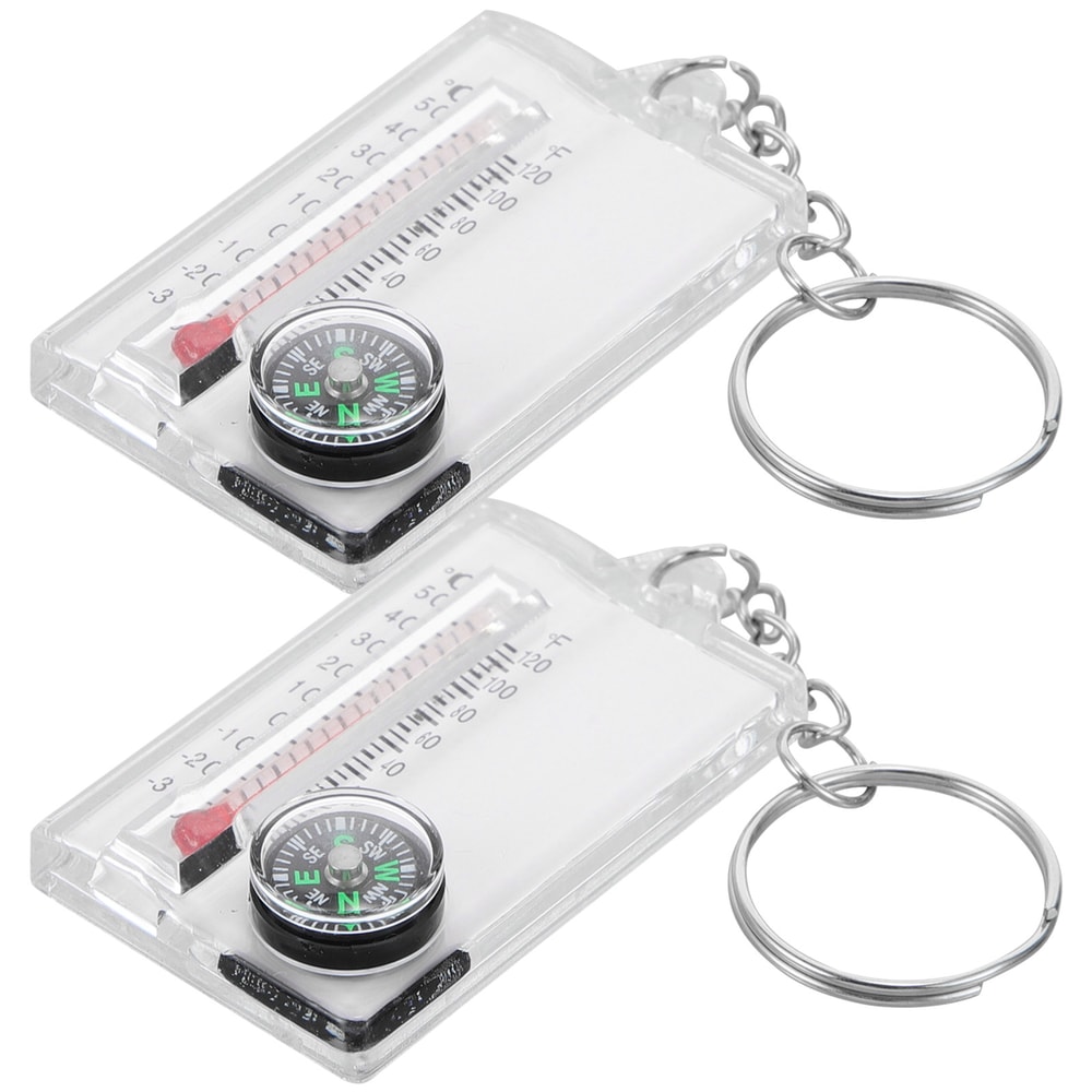 Mini Survival Compass Keychain With Thermometer Outdoor Hiking Tool 5
