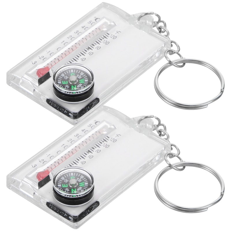 Mini Survival Compass Keychain With Thermometer Outdoor Hiking Tool 5