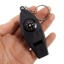 all in one survival keychain compass, whistle & thermometer