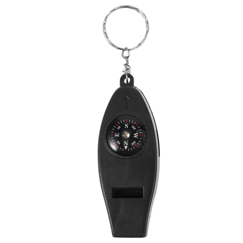 All in One Survival Keychain Compass, Whistle & Thermometer