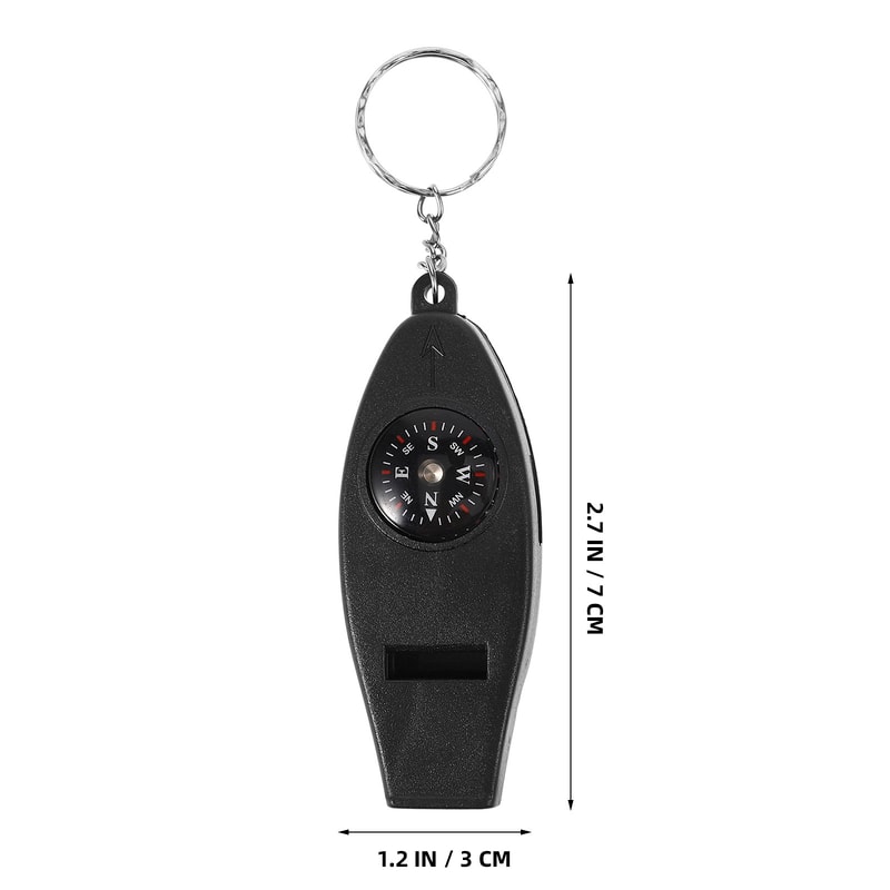 All in One Survival Keychain Compass, Whistle & Thermometer