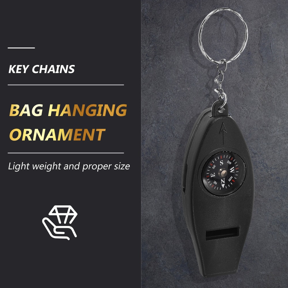 All in One Survival Keychain Compass, Whistle & Thermometer