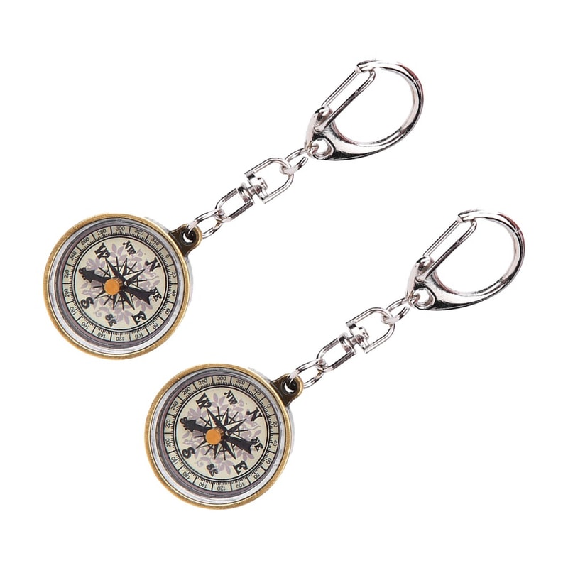 Vintage Outdoor Pocket Compass Keychain Compact Navigation Tool Set 4
