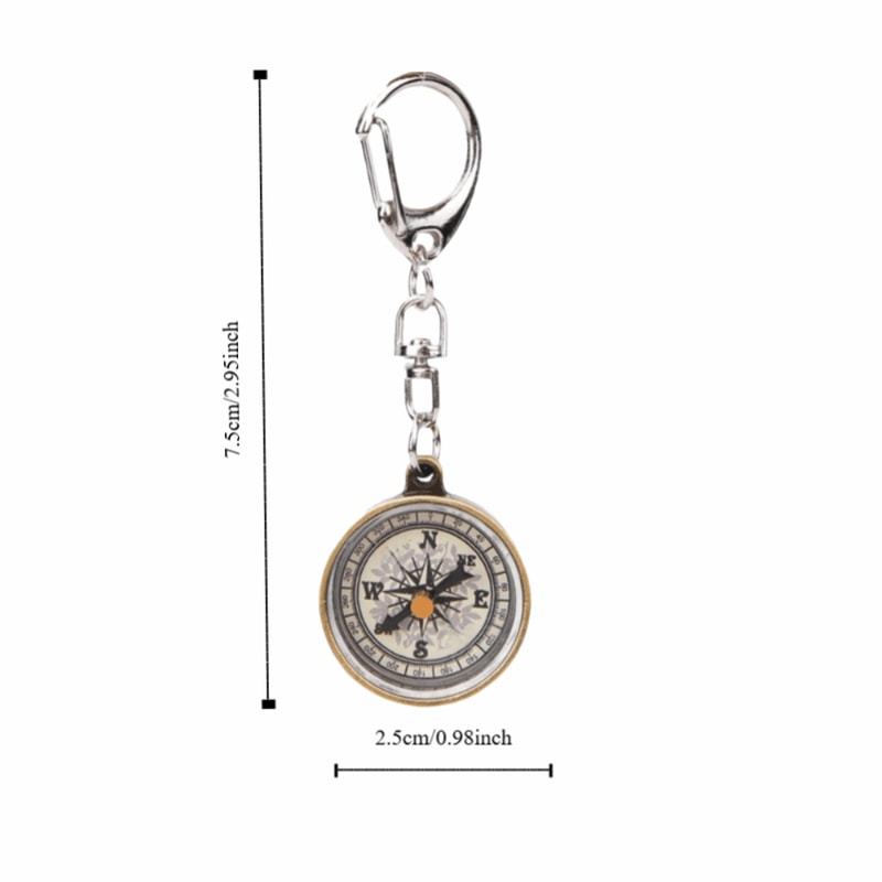Vintage Outdoor Pocket Compass Keychain Compact Navigation Tool Set 5