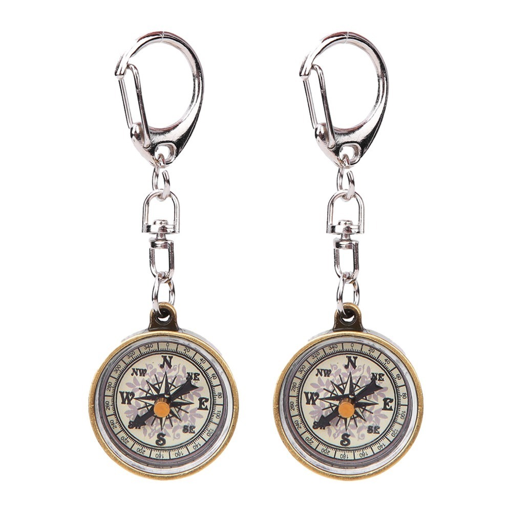 Vintage Outdoor Pocket Compass Keychain Compact Navigation Tool Set 6
