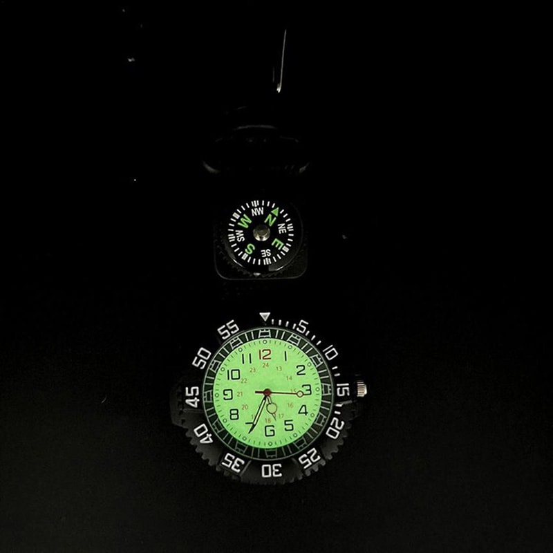 Outdoor Carabiner Pocket Watch With Glow Compass Waterproof Quartz 0