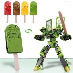 magnetic transforming robot toy ice cream warrior action figure for kids, educational kids robot gift