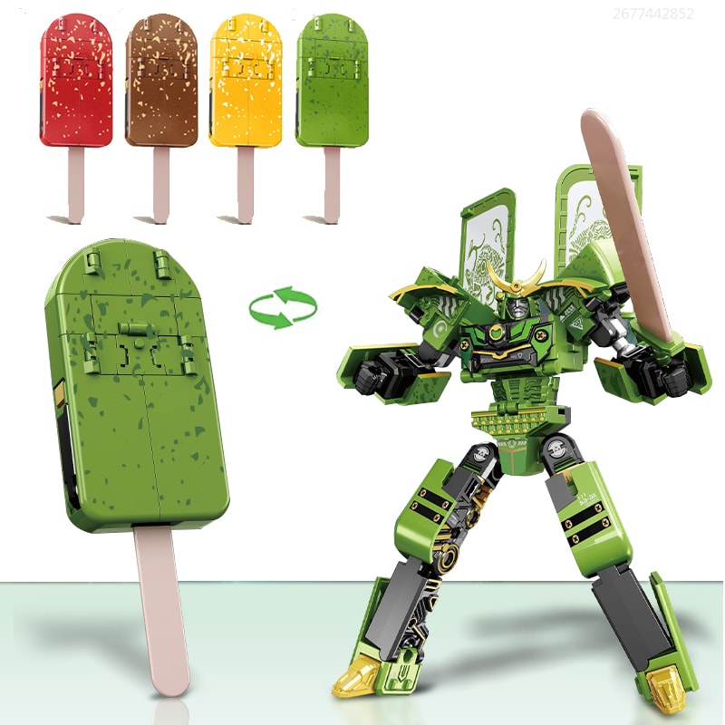 Magnetic Transforming Robot Toy Ice Cream Warrior Action Figure For Kids Educational Kids Robot Gif 0