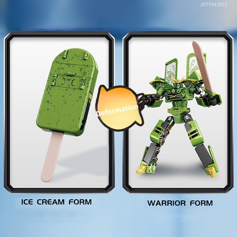 Magnetic Transforming Robot Toy Ice Cream Warrior Action Figure For Kids Educational Kids Robot Gif 4