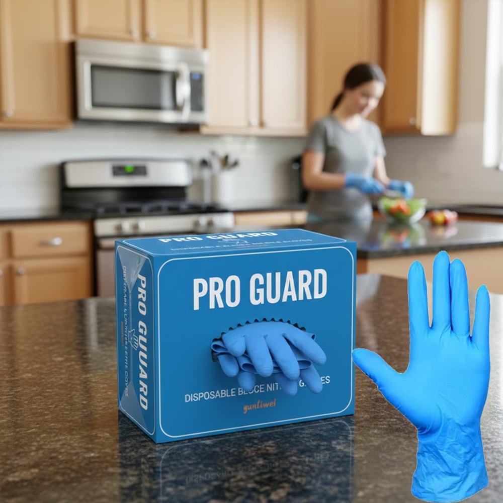 Blue Nitrile Gloves Powder Free Latex Free Disposable Grip Gloves 0