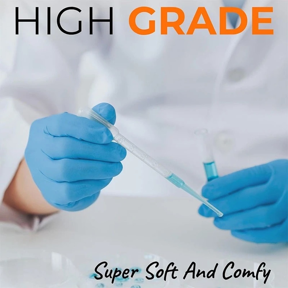 Blue Nitrile Gloves Powder Free Latex Free Disposable Grip Gloves 3