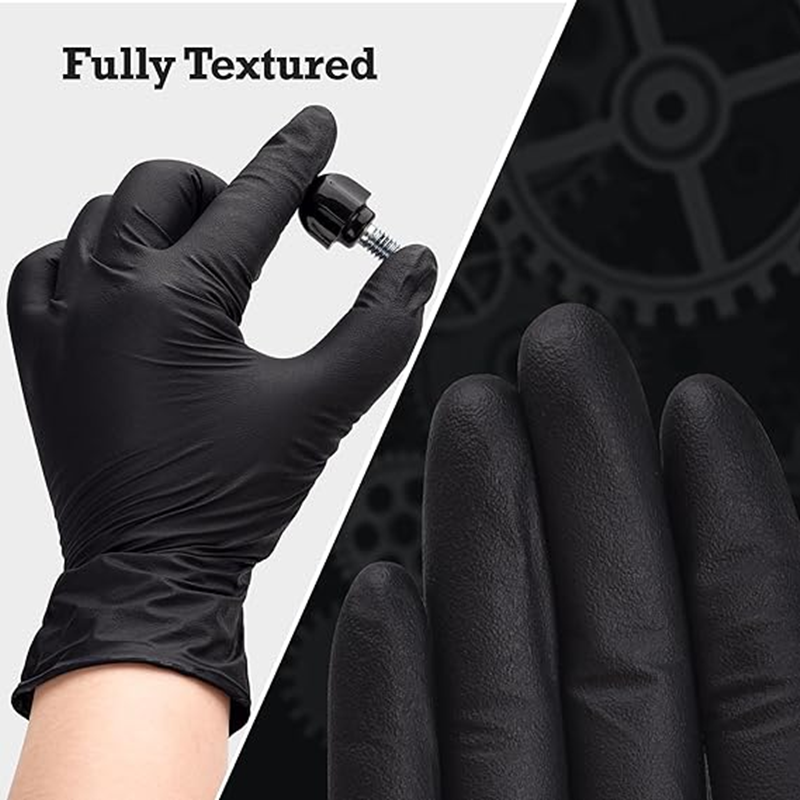 Thick Black Nitrile Gloves for Cleaning Cooking Hair Dyeing and Tattoo Use