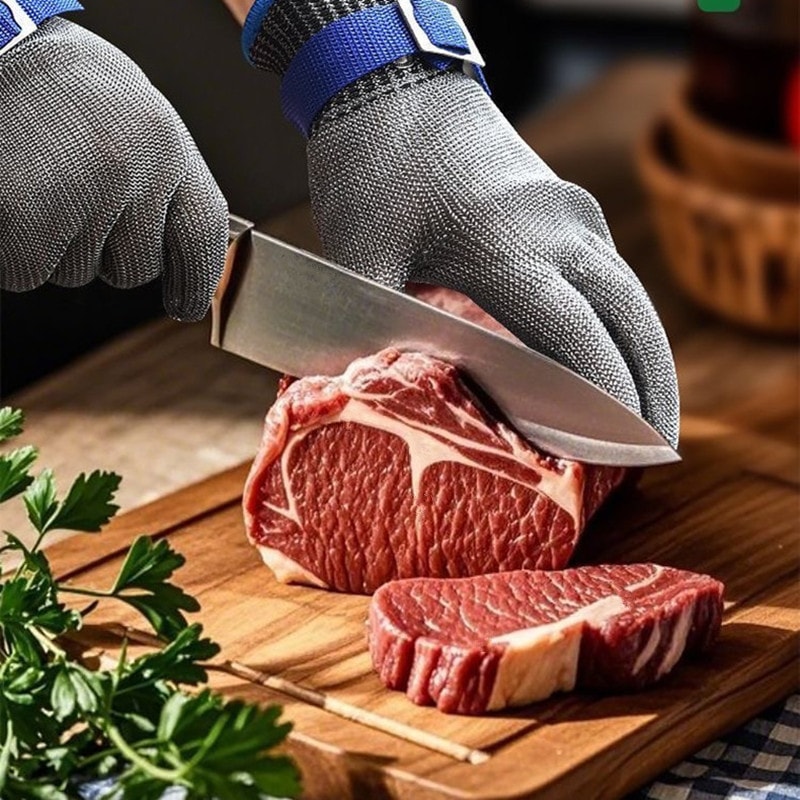 Stainless Steel Cut Resistant Gloves for Butcher, Kitchen & Garden Safety