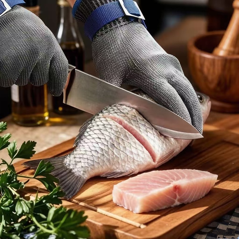 Stainless Steel Cut Resistant Gloves for Butcher, Kitchen & Garden Safety