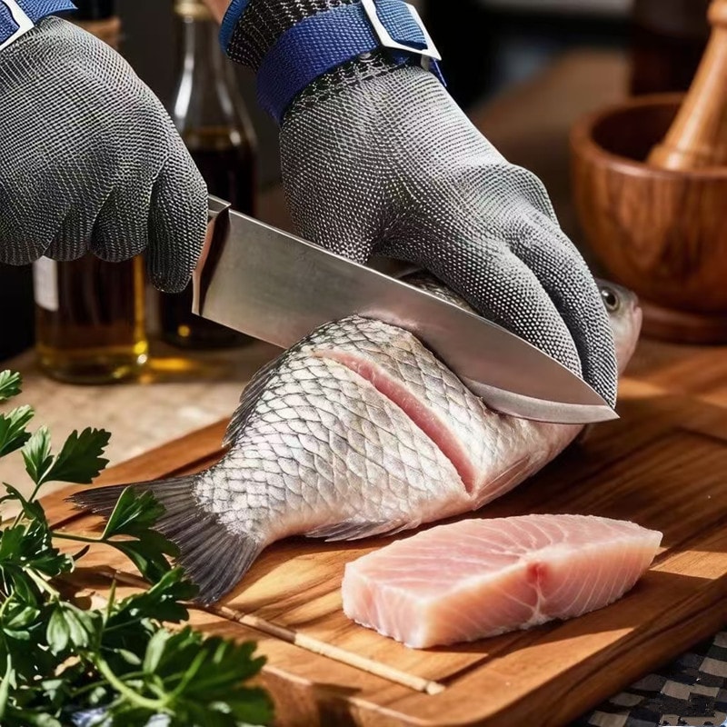 Stainless Steel Cut Resistant Gloves for Butcher, Kitchen & Garden Safety