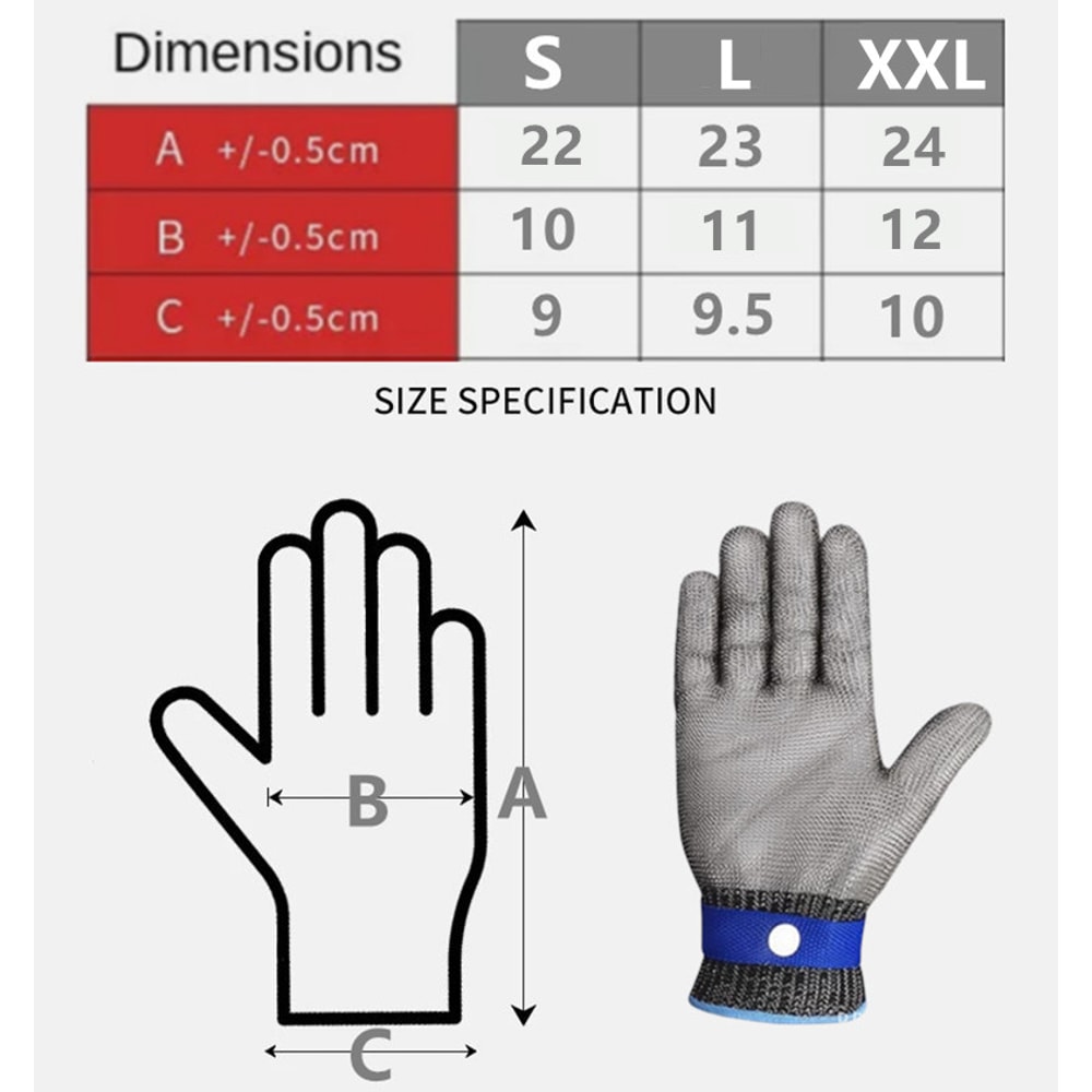 Stainless Steel Cut Resistant Gloves for Butcher, Kitchen & Garden Safety