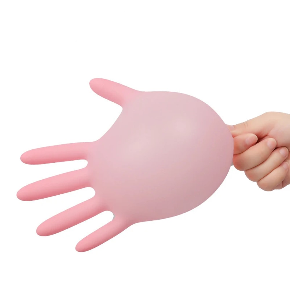 Pink Powder Free Disposable Nitrile Gloves For Cleaning Kitchen And Salon 1